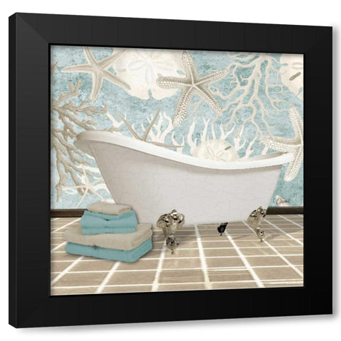 Coral Bath 2A Black Modern Wood Framed Art Print with Double Matting by Stevens, Carole