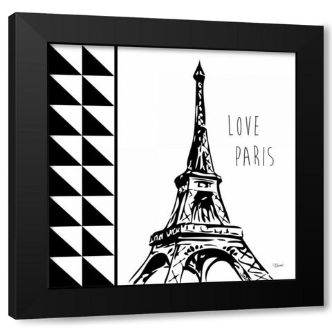 Love Paris Black Modern Wood Framed Art Print by Stevens, Carole