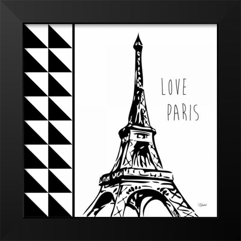 Love Paris Black Modern Wood Framed Art Print by Stevens, Carole