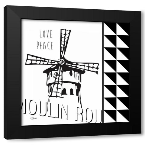 Love Peace Black Modern Wood Framed Art Print by Stevens, Carole
