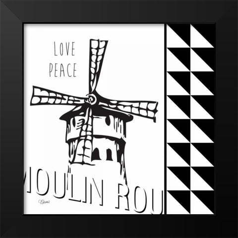 Love Peace Black Modern Wood Framed Art Print by Stevens, Carole