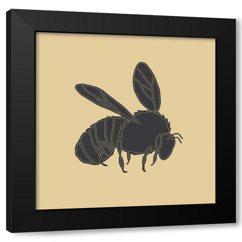 Bees Black And Gold 3 Black Modern Wood Framed Art Print by Sweet Melody Designs