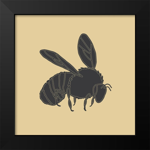 Bees Black And Gold 3 Black Modern Wood Framed Art Print by Sweet Melody Designs
