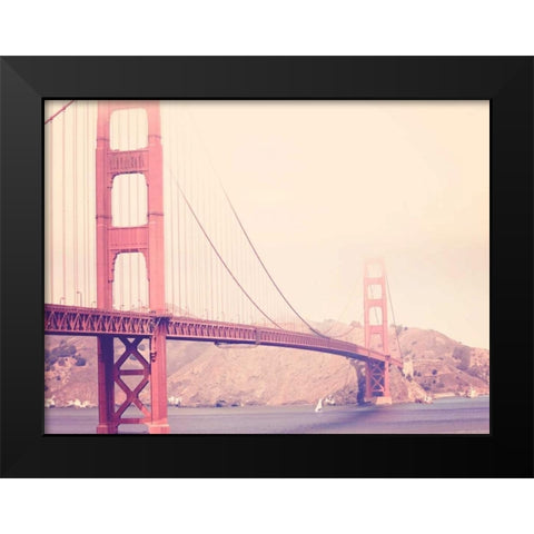 Golden Gate Vintage Black Modern Wood Framed Art Print by Davis Ashley