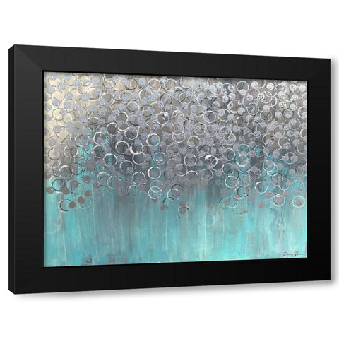 Raining on Aqua Black Modern Wood Framed Art Print by Brown, Denise