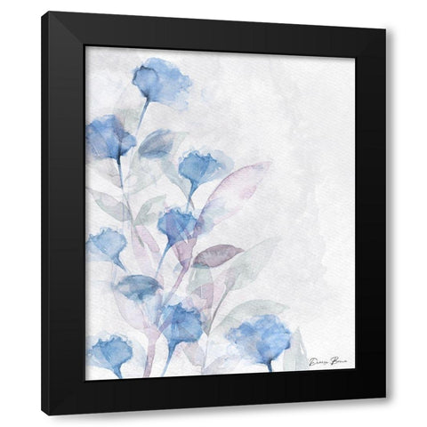 Modern Poppies 1 Blue Black Modern Wood Framed Art Print by Brown, Denise
