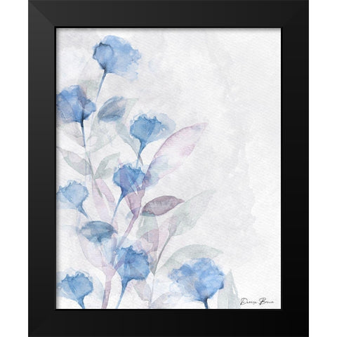 Modern Poppies 1 Blue Black Modern Wood Framed Art Print by Brown, Denise