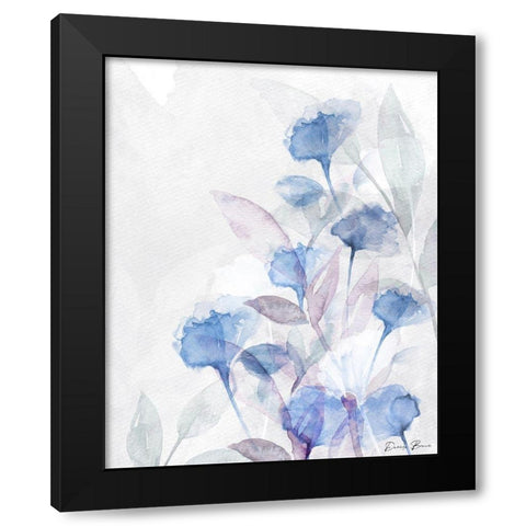 Modern Poppies 2 Blue Black Modern Wood Framed Art Print by Brown, Denise