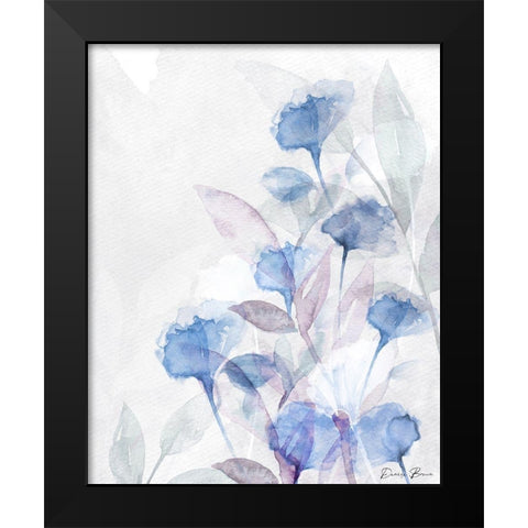 Modern Poppies 2 Blue Black Modern Wood Framed Art Print by Brown, Denise