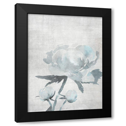 Watercolor Blooms 1 2.0 Blue Black Modern Wood Framed Art Print with Double Matting by Brown, Denise