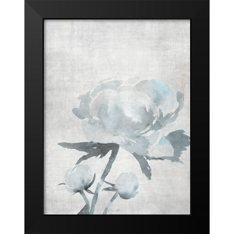 Watercolor Blooms 1 2.0 Blue Black Modern Wood Framed Art Print by Brown, Denise