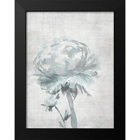 Watercolor Blooms 2 2.0 Blue Black Modern Wood Framed Art Print by Brown, Denise