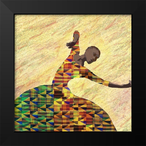 Kente Dancer 1 Black Modern Wood Framed Art Print by Brown, Denise