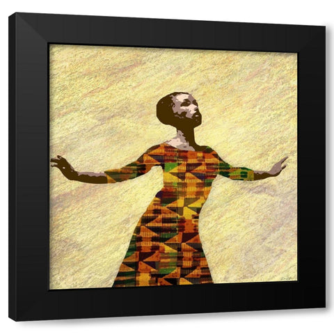 Kente Dancer 2 Black Modern Wood Framed Art Print by Brown, Denise
