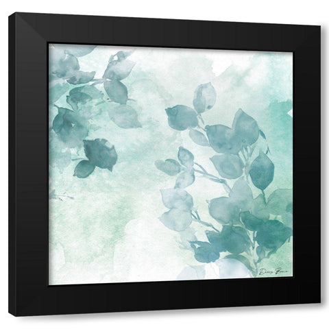 Watercolor Leaves 2 Black Modern Wood Framed Art Print with Double Matting by Brown, Denise