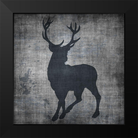 Deer Splash Black Modern Wood Framed Art Print by Brown, Denise