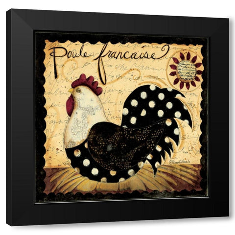 Polka Rooster Black Modern Wood Framed Art Print by DiPaolo, Dan