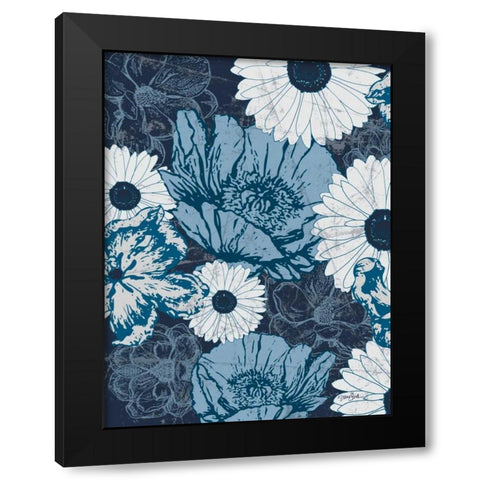 Floral Toile 3 Black Modern Wood Framed Art Print by Stimson, Diane