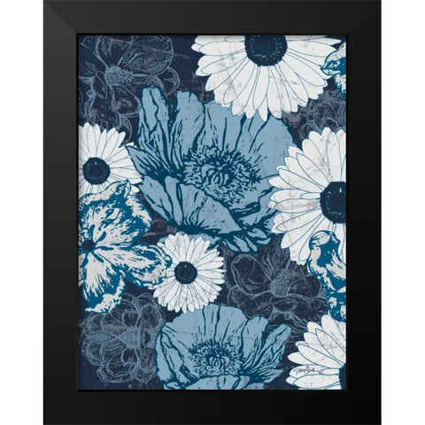 Floral Toile 3 Black Modern Wood Framed Art Print by Stimson, Diane