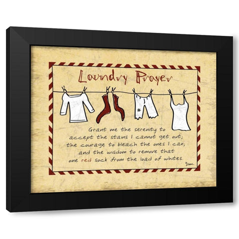 Laundry Prayer Stripe Black Modern Wood Framed Art Print by Stimson, Diane