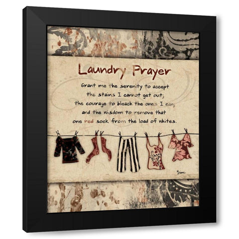 Laundry Prayer Distress Black Modern Wood Framed Art Print with Double Matting by Stimson, Diane