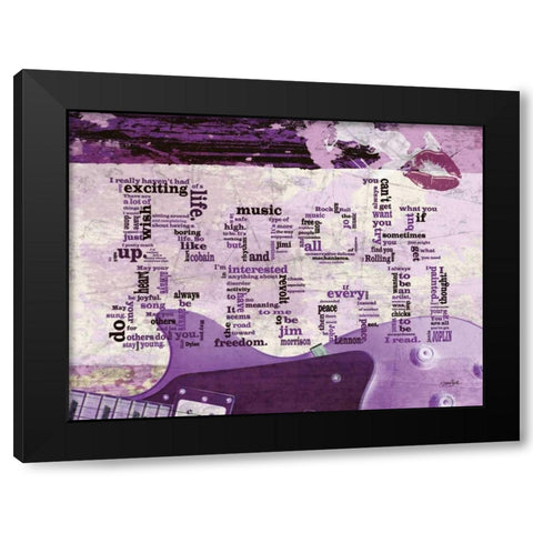 Rock And Roll Kiss Black Modern Wood Framed Art Print by Stimson, Diane