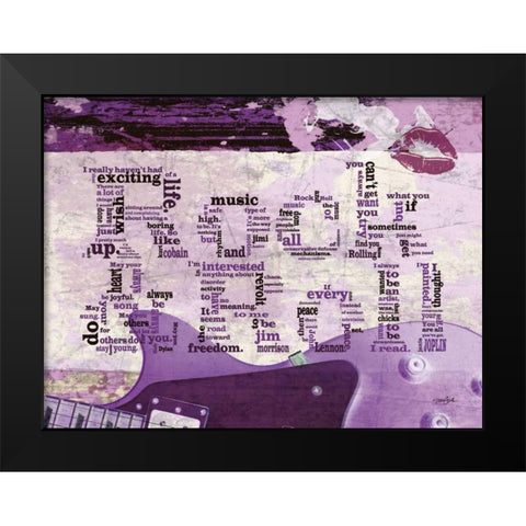 Rock And Roll Kiss Black Modern Wood Framed Art Print by Stimson, Diane