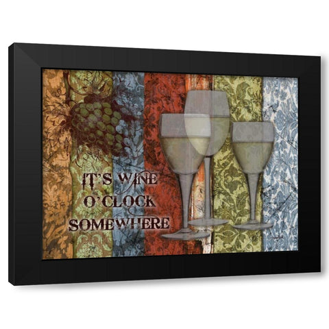 Glass Wine O Clock Black Modern Wood Framed Art Print by Stimson, Diane