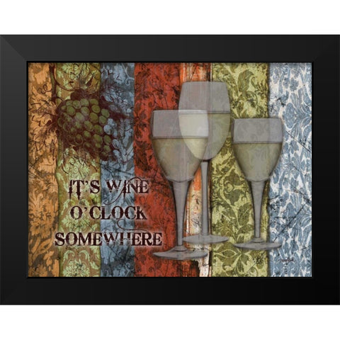 Glass Wine O Clock Black Modern Wood Framed Art Print by Stimson, Diane