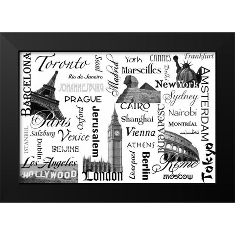 World Tour Black Modern Wood Framed Art Print by Stimson, Diane