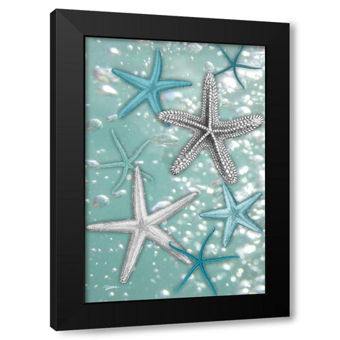 Starfish Bubbles Black Modern Wood Framed Art Print with Double Matting by Stimson, Diane