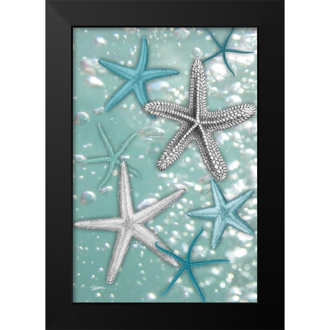 Starfish Bubbles Black Modern Wood Framed Art Print by Stimson, Diane