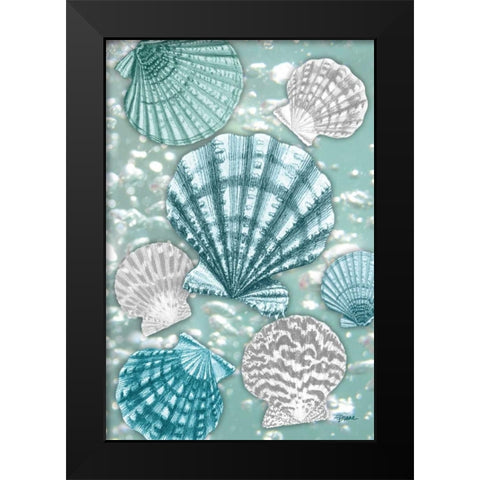 Scallop Bubbles Black Modern Wood Framed Art Print by Stimson, Diane