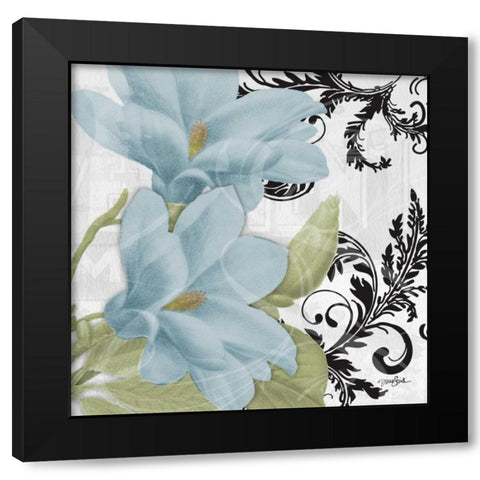 Magnolia Blue Black Modern Wood Framed Art Print by Stimson, Diane