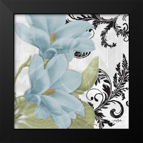 Magnolia Blue Black Modern Wood Framed Art Print by Stimson, Diane
