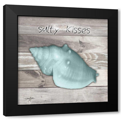Salty Kisses Aqua Shell Black Modern Wood Framed Art Print by Stimson, Diane