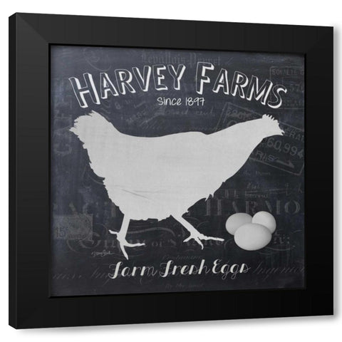 Chalkboard Hen Black Modern Wood Framed Art Print by Stimson, Diane