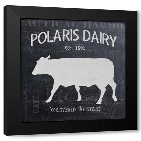 Chalkboard Cow Black Modern Wood Framed Art Print by Stimson, Diane