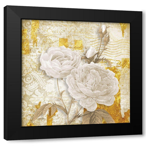 Golden Floral 1 Black Modern Wood Framed Art Print by Stimson, Diane