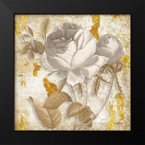 Golden Floral 2 Black Modern Wood Framed Art Print by Stimson, Diane