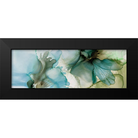 Sage And Teal Florals 1 Black Modern Wood Framed Art Print by Debs, Emma Catherine