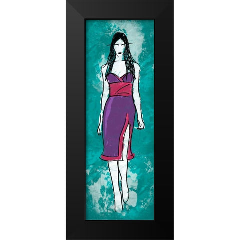 Runway Model on Teal Black Modern Wood Framed Art Print by Rodriquez Jr, Enrique