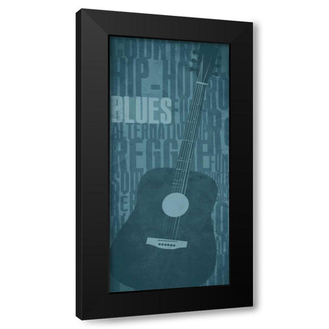 Blues Black Modern Wood Framed Art Print with Double Matting by Rodriquez Jr, Enrique