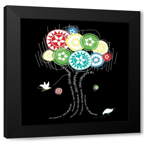 Love Conquers Black Modern Wood Framed Art Print by Rodriquez Jr, Enrique