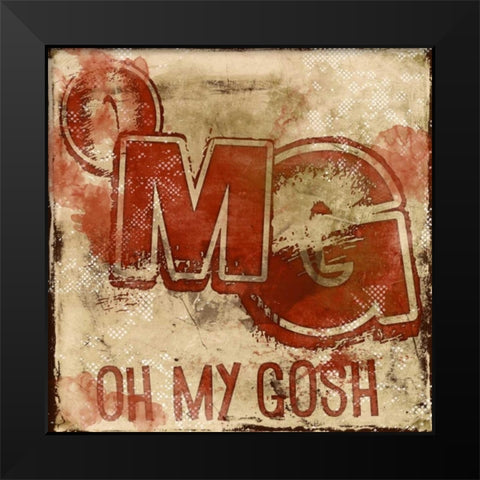 OMG B Black Modern Wood Framed Art Print by Rodriquez Jr, Enrique