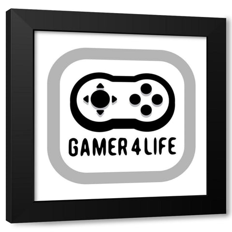 Gamer Life Black Modern Wood Framed Art Print with Double Matting by Rodriquez Jr, Enrique