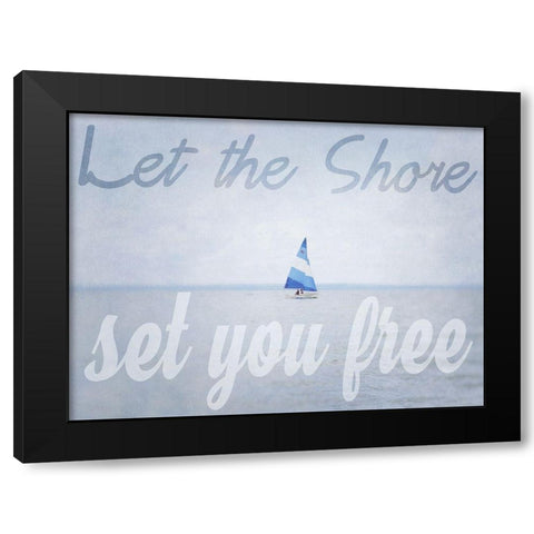 Shore Be Free Black Modern Wood Framed Art Print with Double Matting by Urquhart, Elizabeth