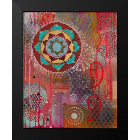 Lotus Flower Paisley 2 Black Modern Wood Framed Art Print by Evans-Sills, Faith