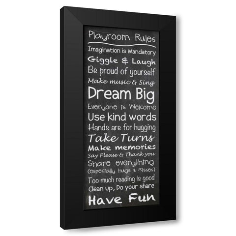 Playroom Rules Chalkwhite Black Modern Wood Framed Art Print by Gibbons, Lauren
