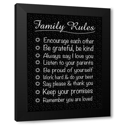 Family Rules Black Modern Wood Framed Art Print by Gibbons, Lauren